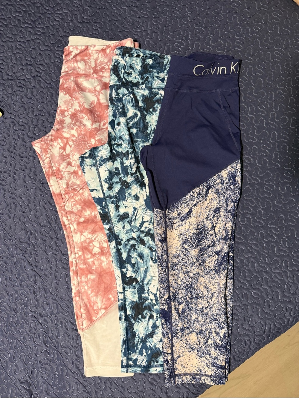 Women’s Pink, Blue & Navy Patterned Leggings Trio